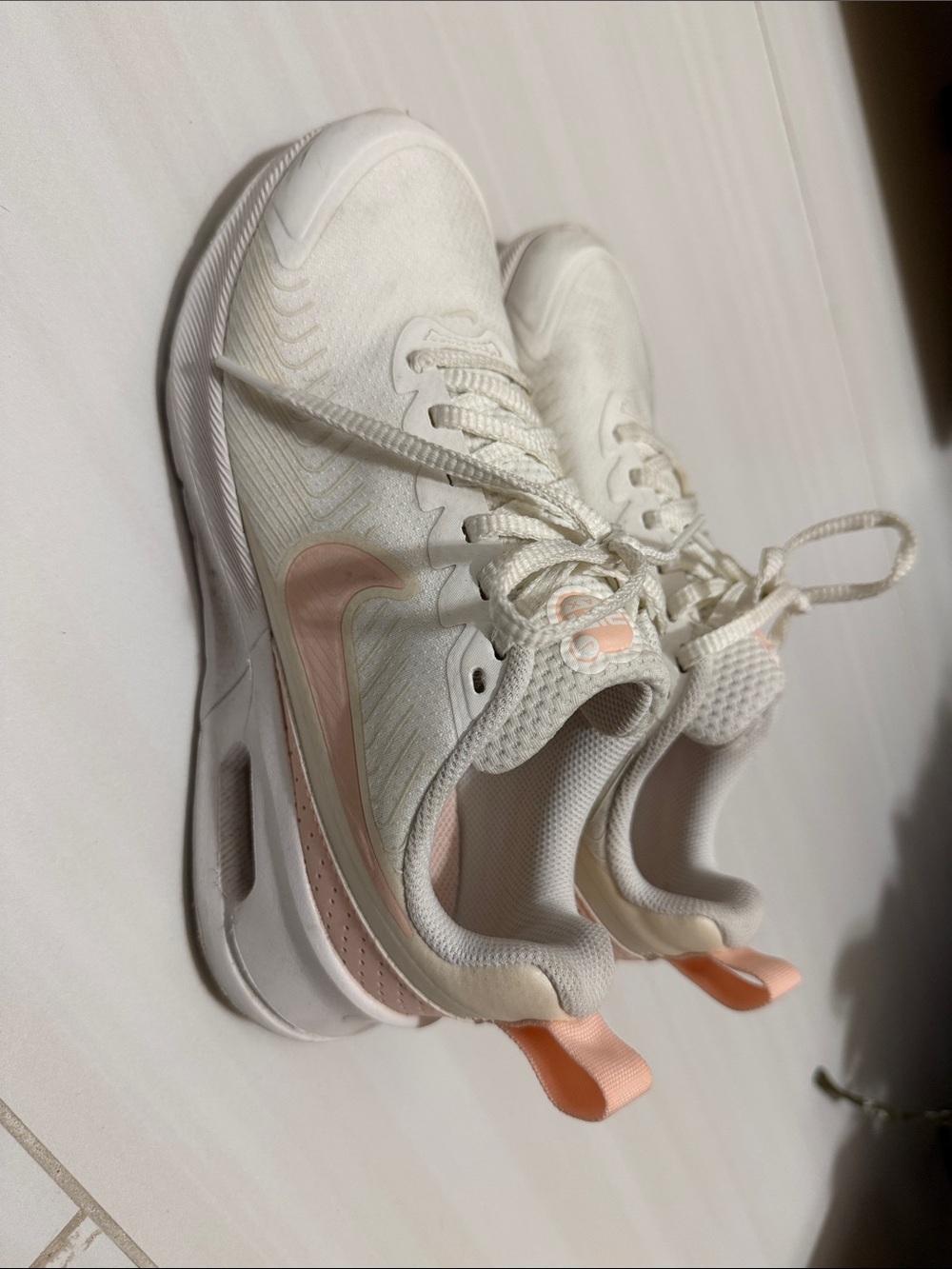 Nike Women's White Sneakers with Light Peach Accents